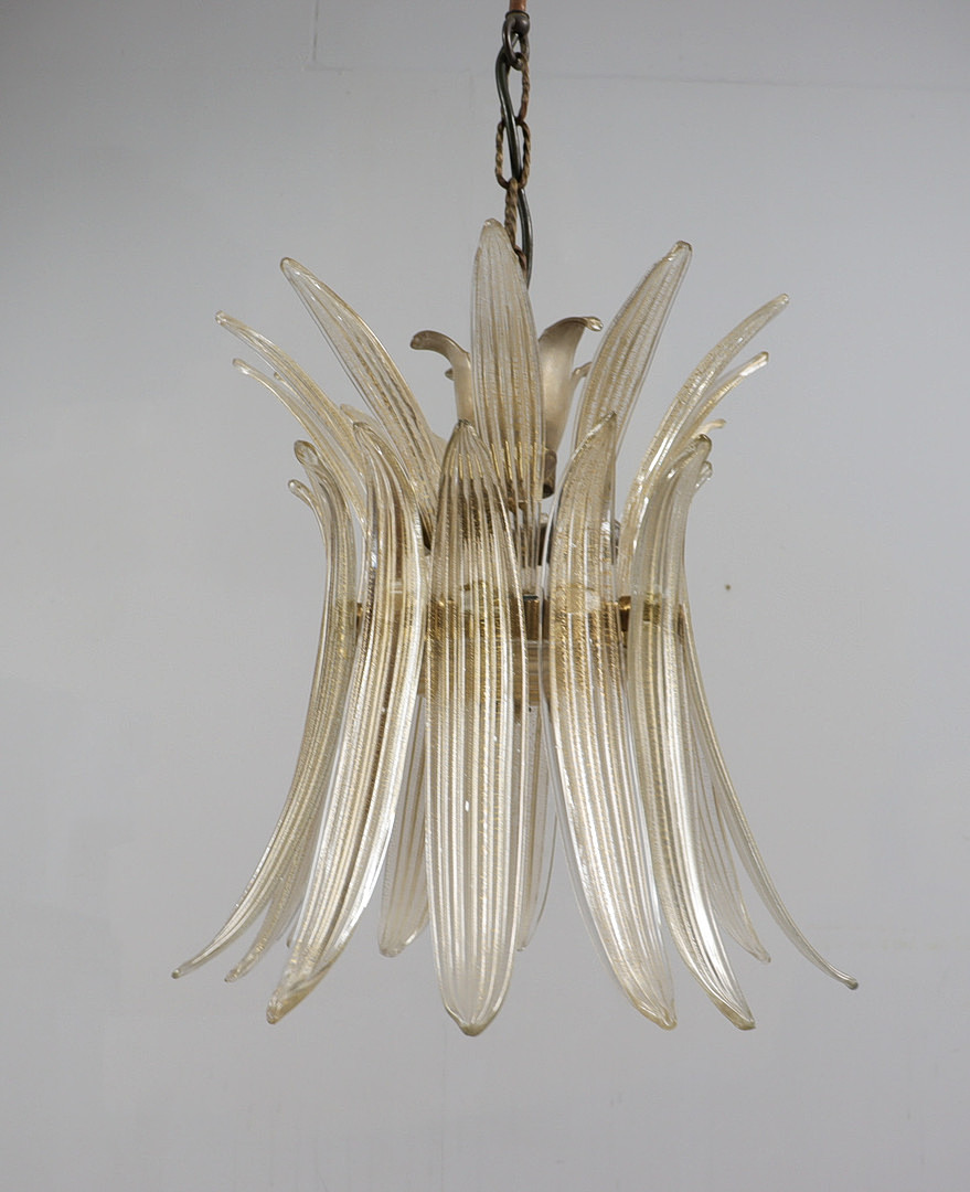 Mid Century Palmette Deckenlampe/Deckenleuchte von Barovier& Toso, Muranoglas, Italien, 1960er Jahre.