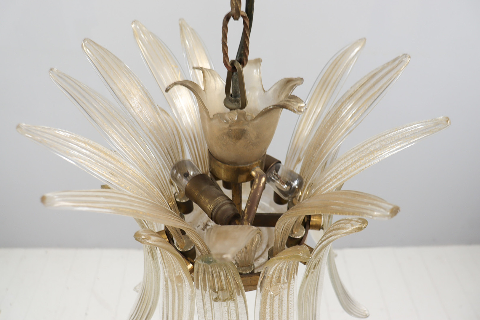 Mid Century Palmette Deckenlampe/Deckenleuchte von Barovier& Toso, Muranoglas, Italien, 1960er Jahre.