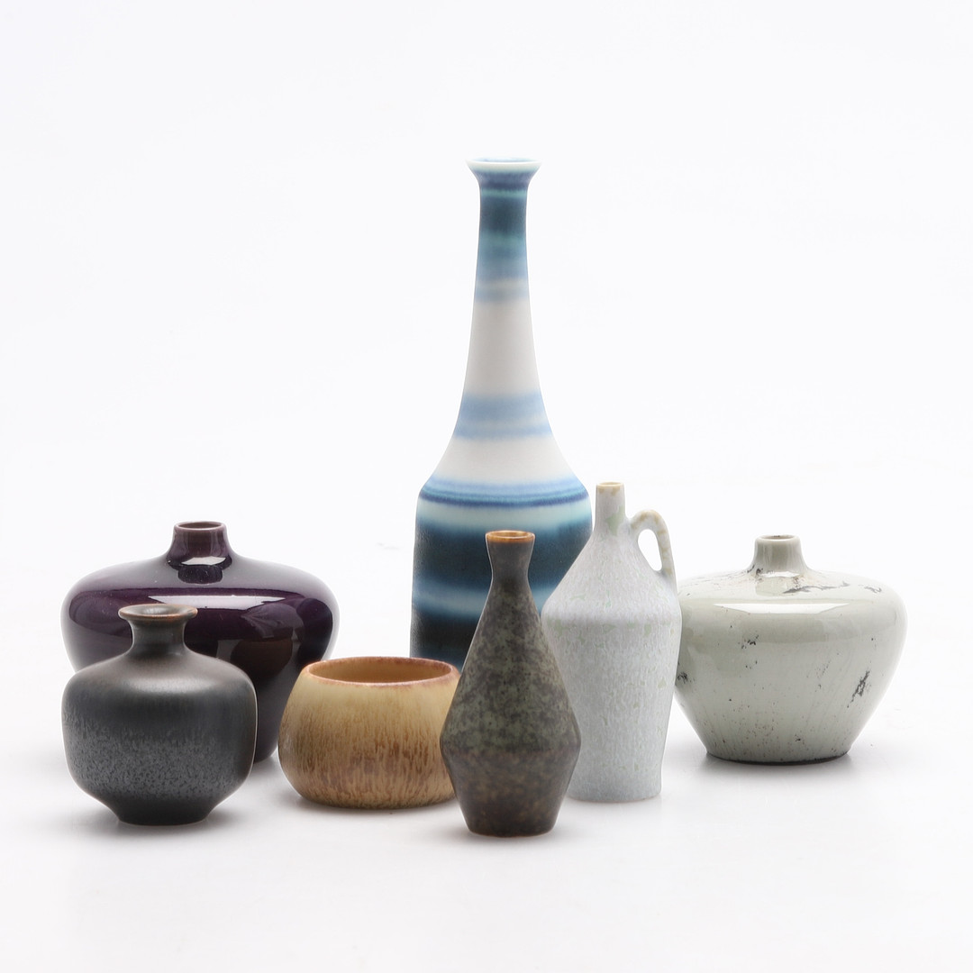 Gunnar Nylund &Carl Harry  セット Images for 4611806. A set of 7 stoneware miniature vases by Carl