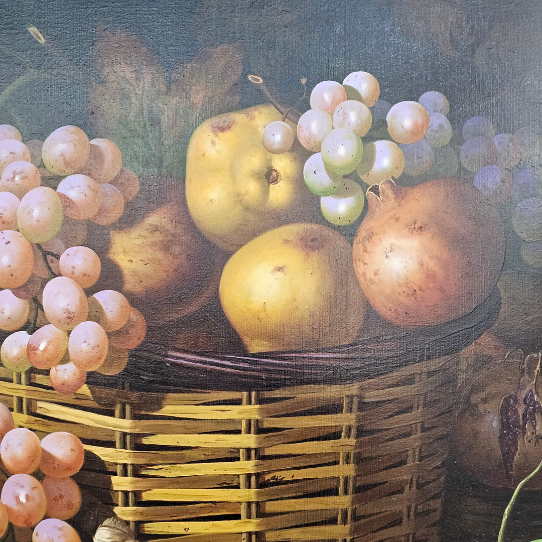 MANUEL MONTOYA (1938-2009). Óleo sobre lienzo. "Bodegón de frutas".