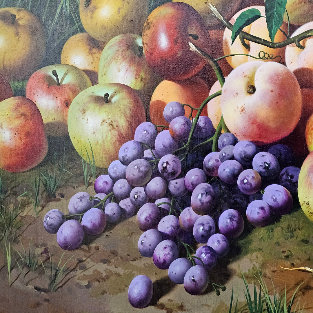 MANUEL MONTOYA (1938-2009). Óleo sobre lienzo. "Bodegón de frutas".