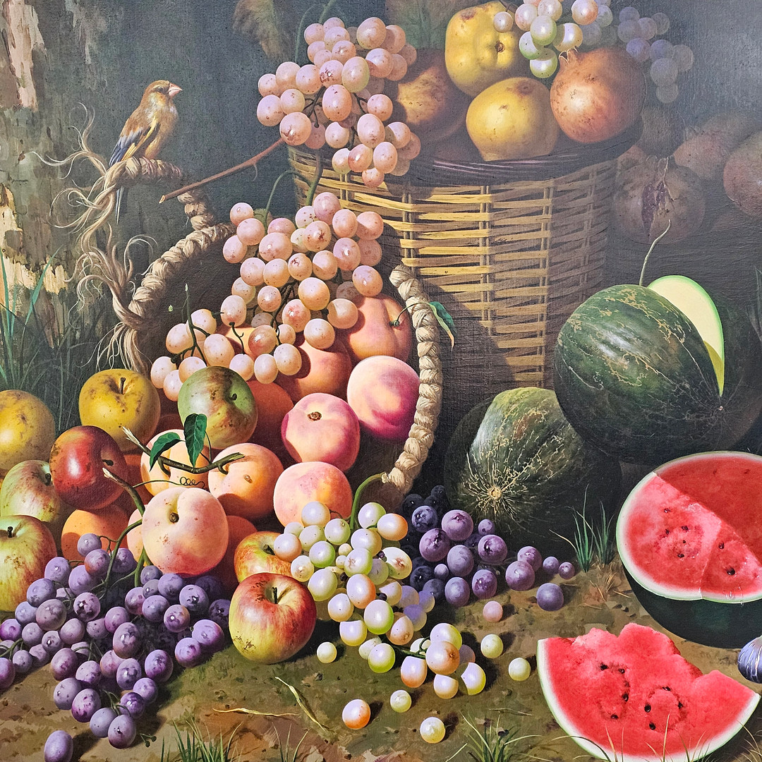MANUEL MONTOYA (1938-2009). Óleo sobre lienzo. "Bodegón de frutas".