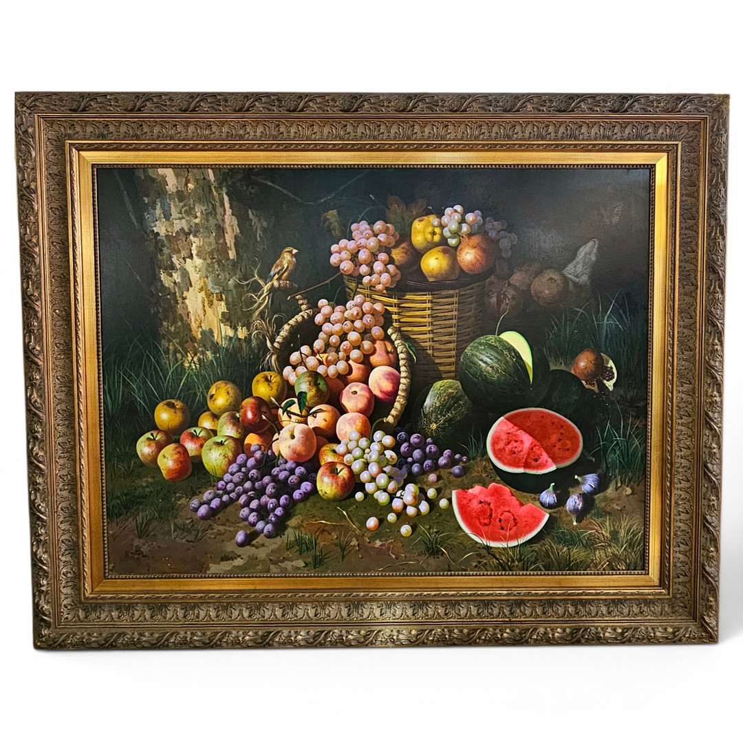 MANUEL MONTOYA (1938-2009). Óleo sobre lienzo. "Bodegón de frutas".