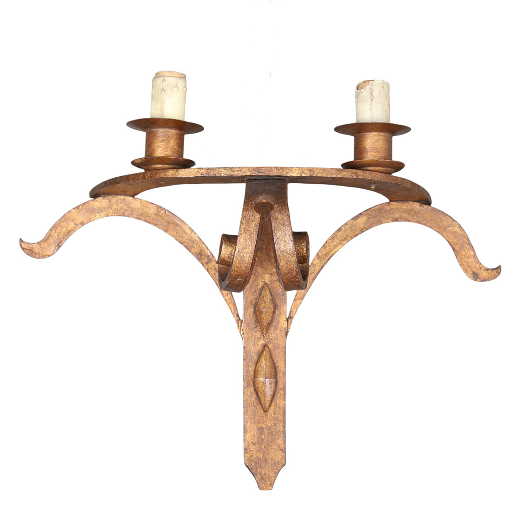 Gilt wrought iron wall lamp, circa 1960.