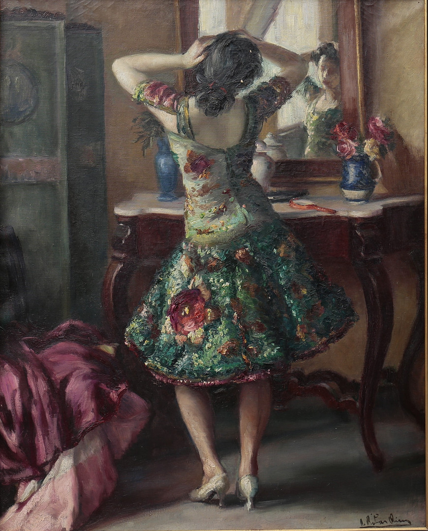 RAMÓN RIBAS RIUS. Girl at the dressing table.