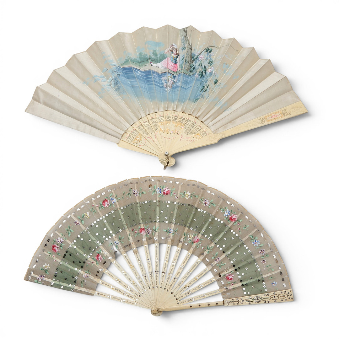Two bone fans, late 19th-early 20th Century.