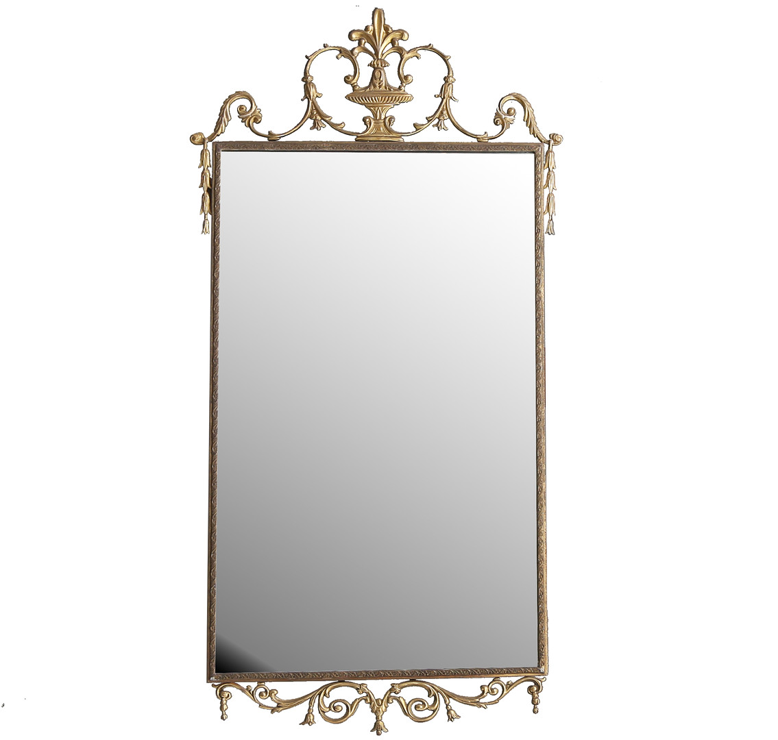 Adam-style mirror with bronze frame, 20th Century.
