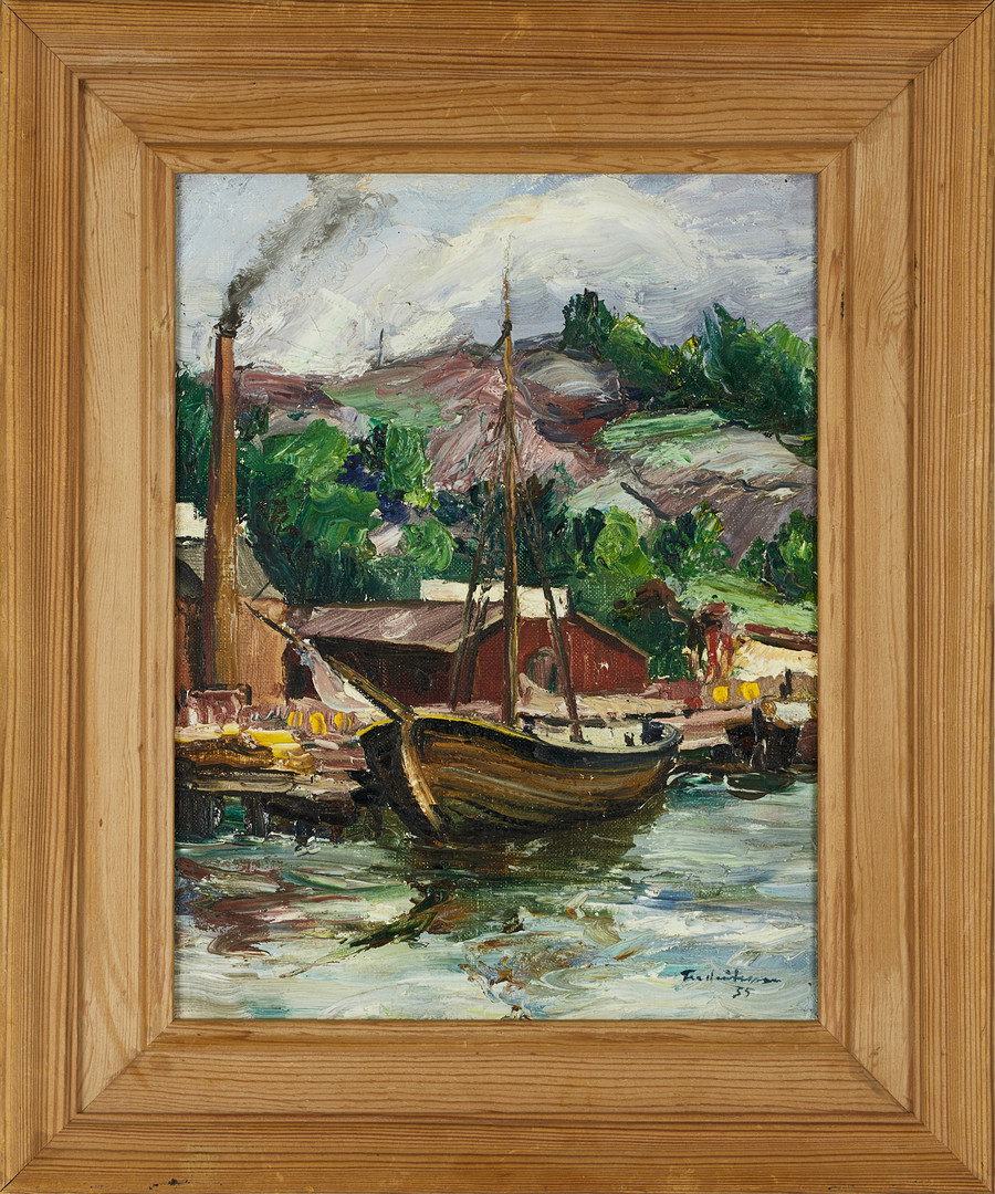 CARL EINAR "Figge" FREDRIKSSON (1887-1951), Vy från Årstaviken mot Tantolunden, 1935, signerad och daterad Fredriksson, -35, olja på duk.