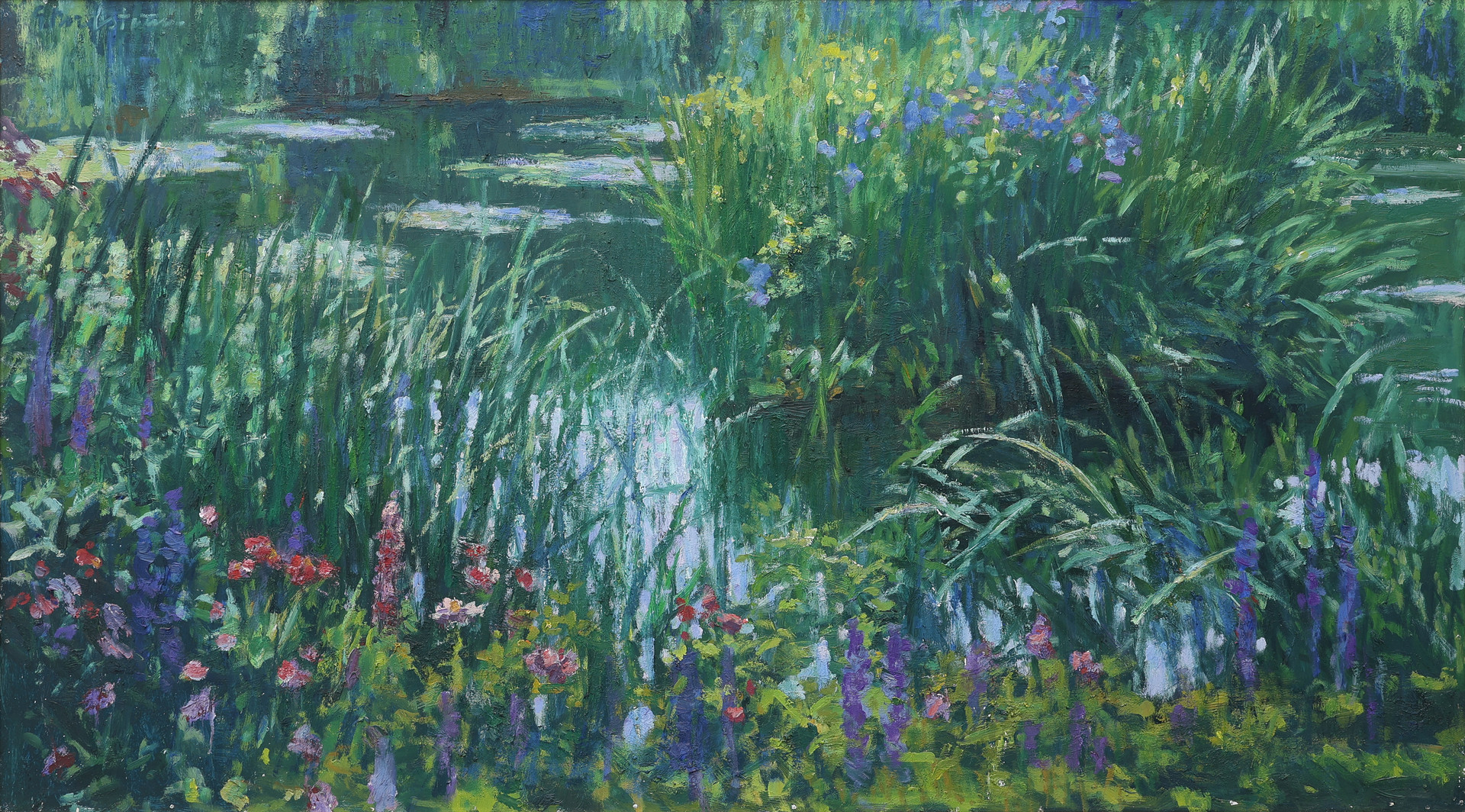 UTSNITT AV MONETS TRÄDGÅRD, GIVERNY.