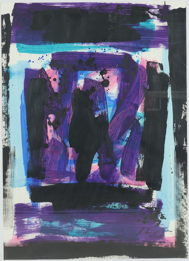 STEEN LUNDSTRØM (1945-2021). Abstrakt komposition, mixed media på papir, signeret, Danmark, dateret 2008.
