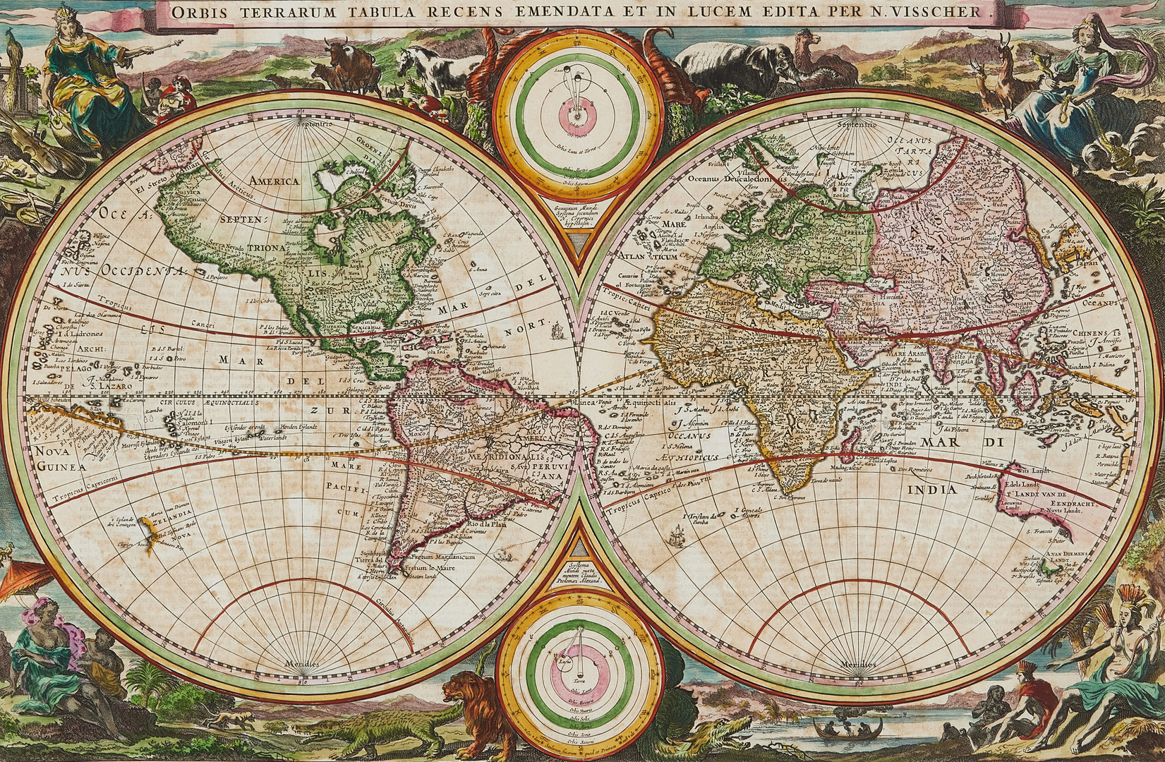 Images for 4829362. VISSCHER'S WORLD MAP, Orbis terrarum tabula, om ...