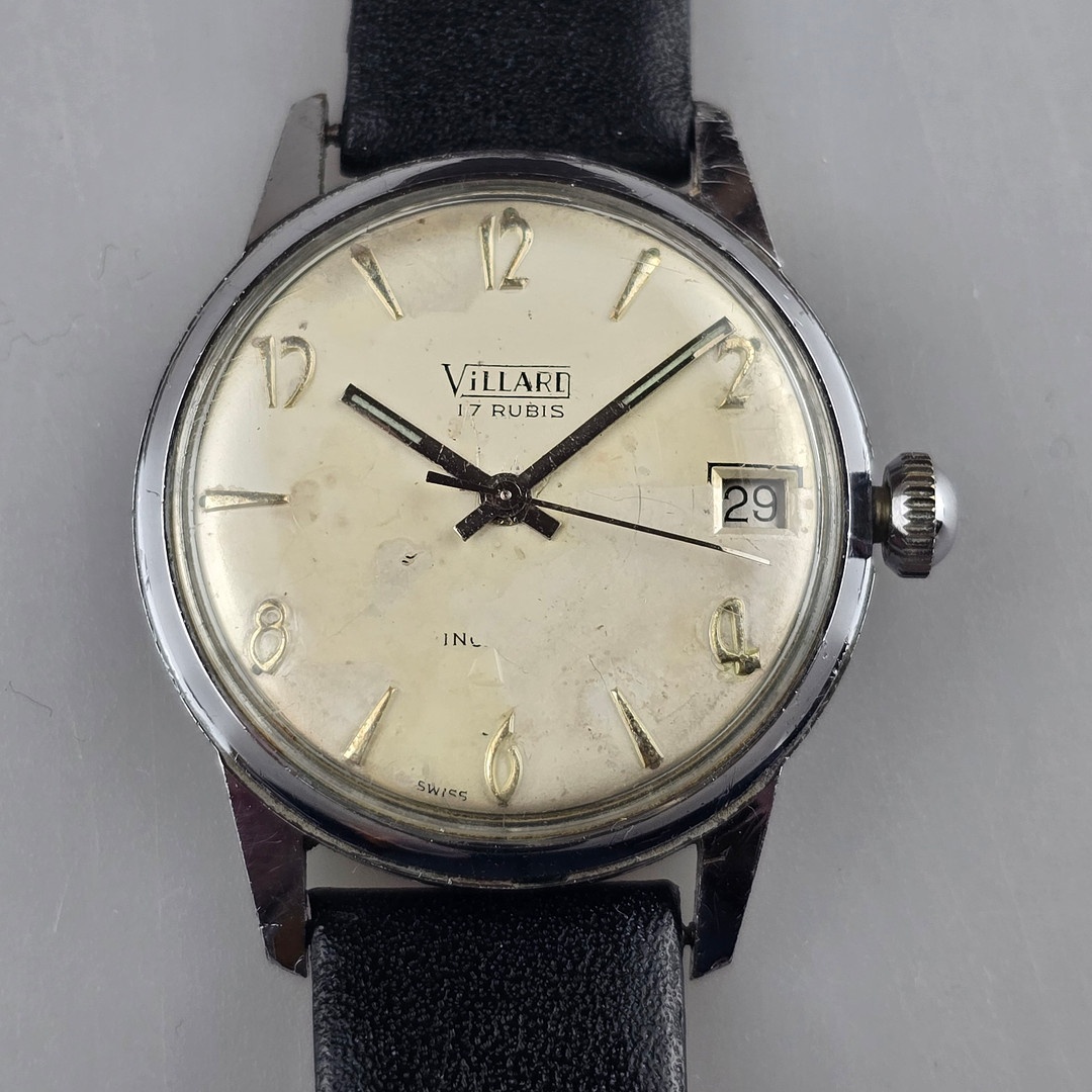 Vintage Herrenarmbanduhr "Villard", Schweiz, 1950/60er Jahre.