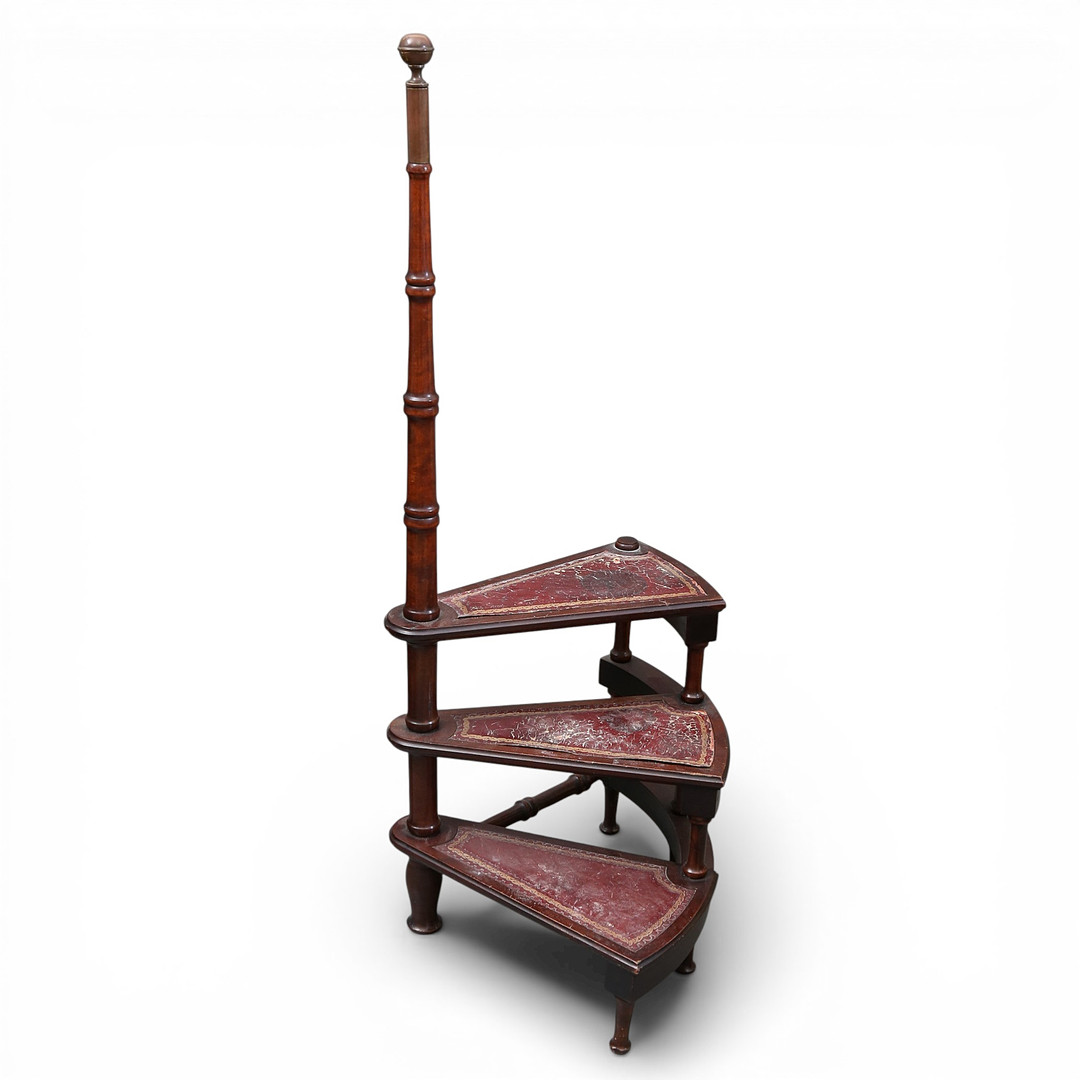 Library staircase in stained beech by Valentí, mid 20th Century.