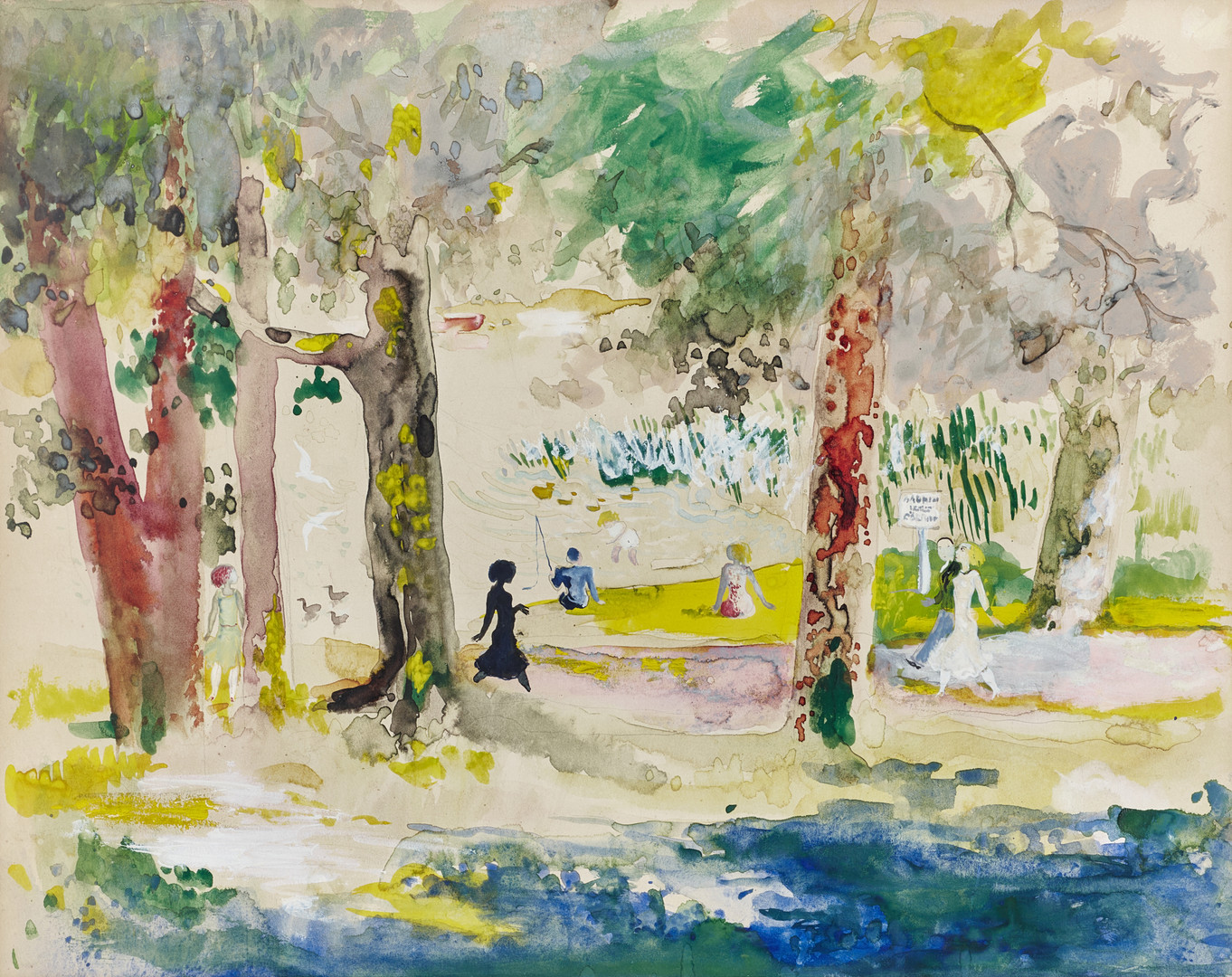 FOLKE KARLSSON (1907-1988). "Hagaparken", akvarell.