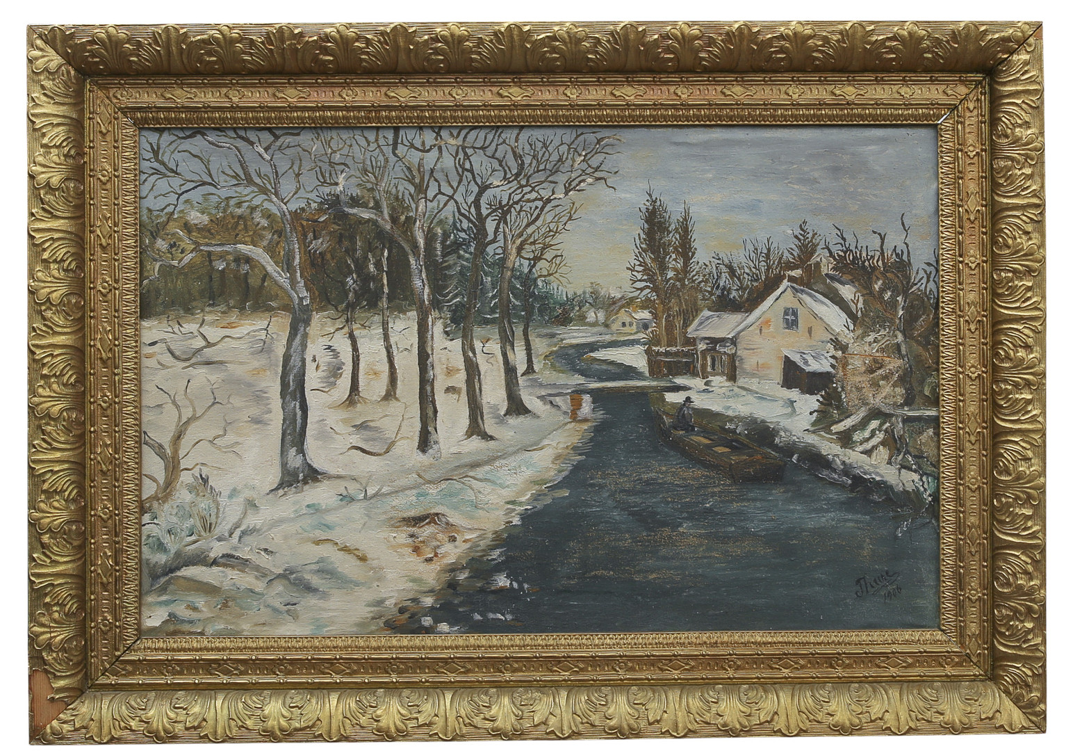 OIDENTIFIERAD KONSTNÄR. Olja på duk, landskapsbild, signerad Thure, daterad 1906.
