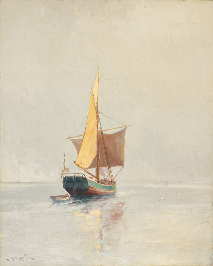LUDVIG RICHARDE (1862-1929). Segelfartyg i kav sjö, signerad och daterad 1920, olja på duk.