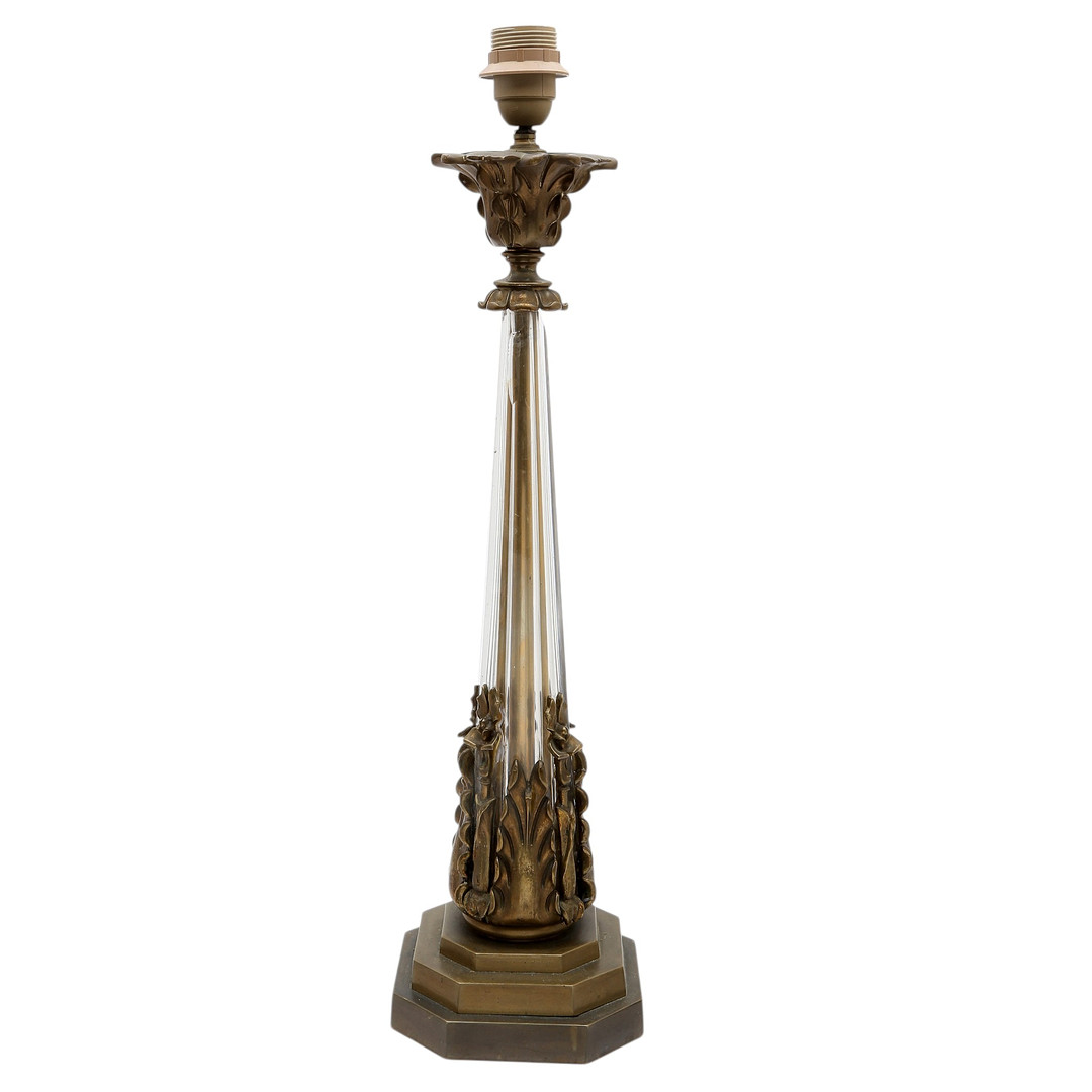Napoleon III style table lamp in glass and bronze, 20th Century.