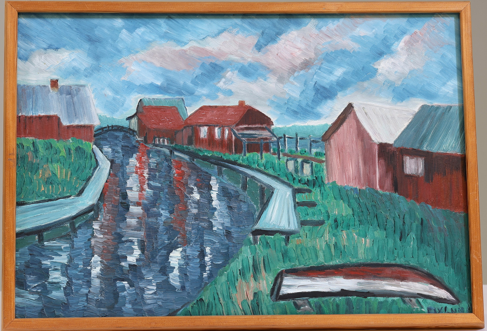 Gösta Axlund (1918–2006) "Från edsmyrån i Mellanfjärden" olja på pannå, signerad samt daterad a tergo 1974.