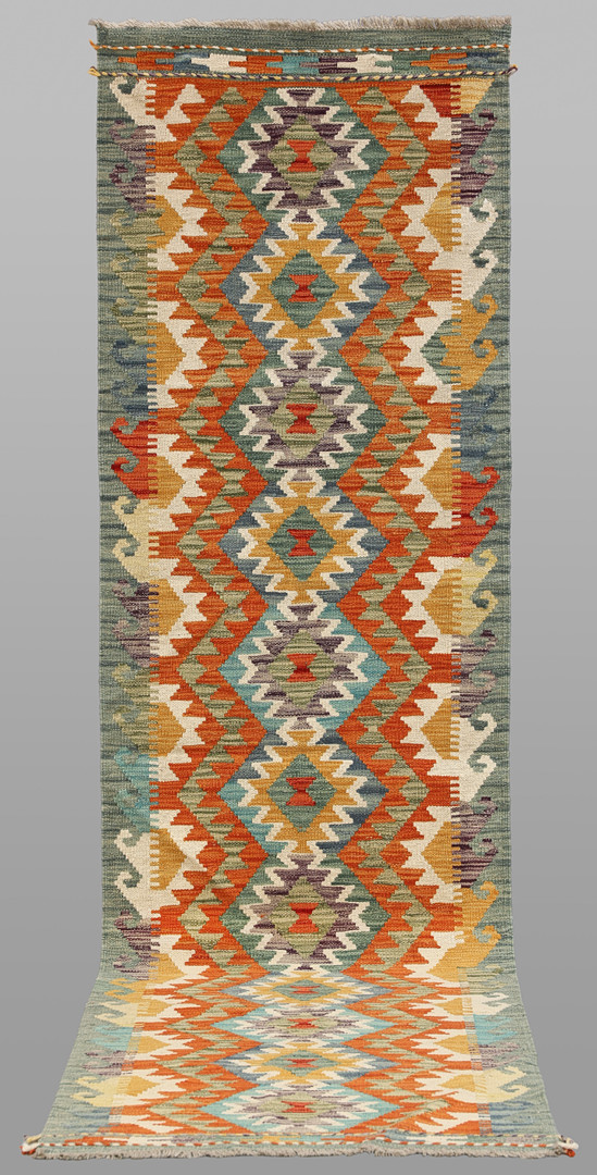 ORIENTMATTA. Kelim klassisk design gallerimodell, 286 x 78 cm.