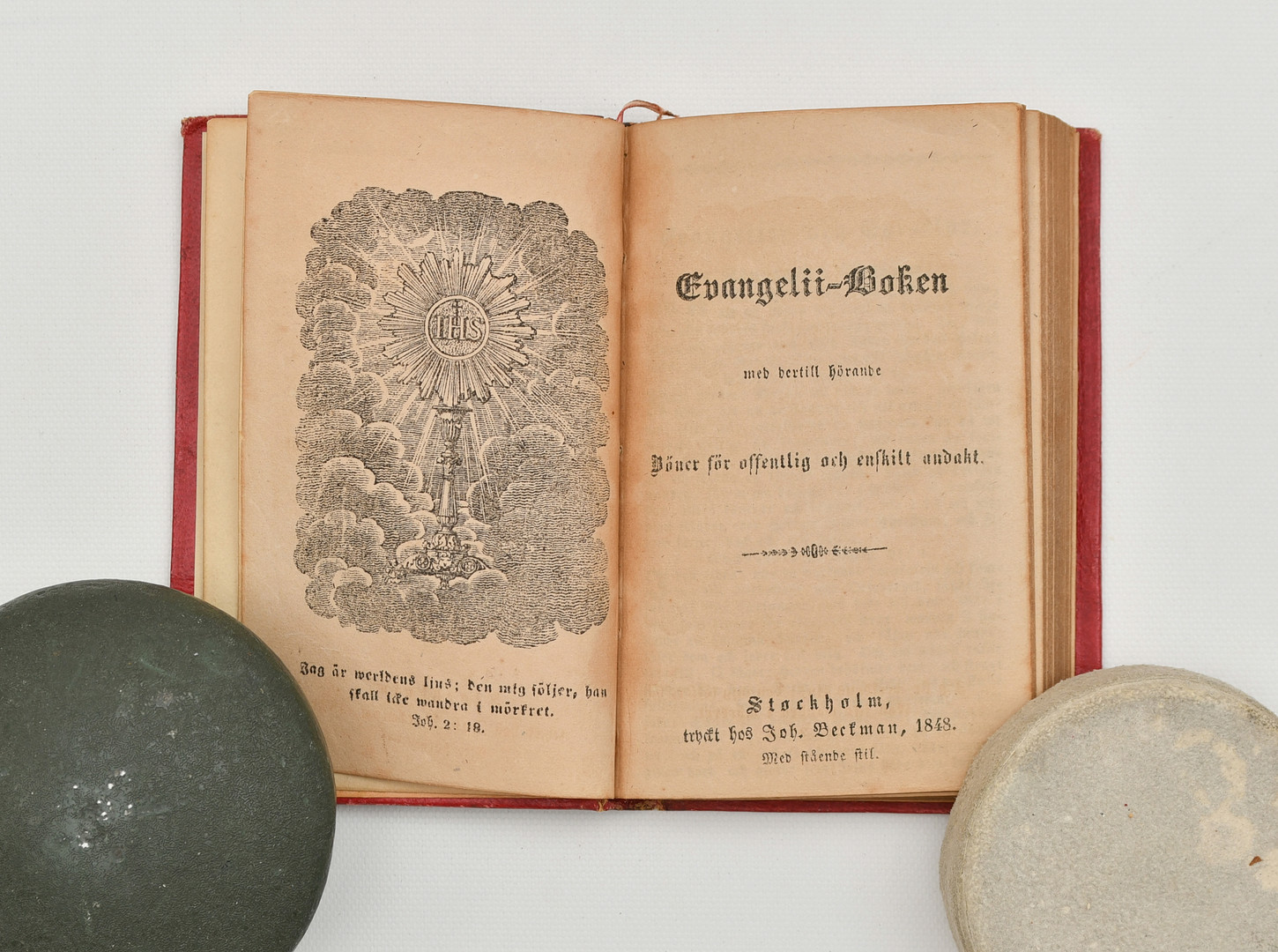 Evangelii-Boken med därtill hörande Böner för offentlig och enskild andakt. 1848.