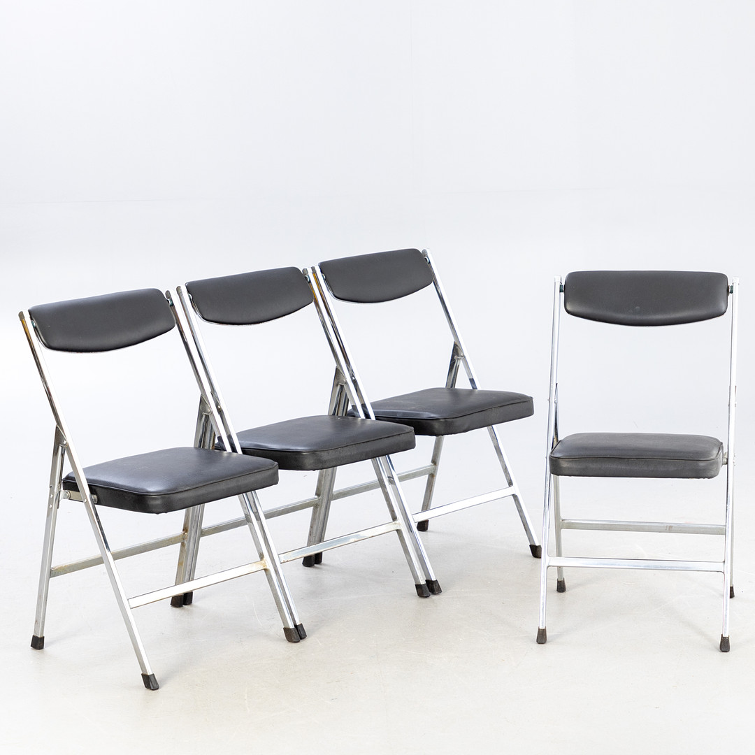 Klappstühle, 1970-1980er Jahre, Kunstleder, Rückenlehne Chromblende (4).