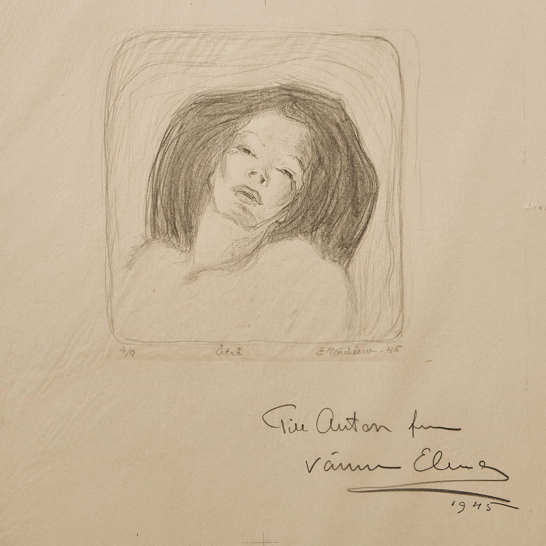 ELENA MICHÉEW (Ryssland/Sverige 1899-1972) "La Rêve" och "åtrå" litografier. Båda signerade och daterade -45.
