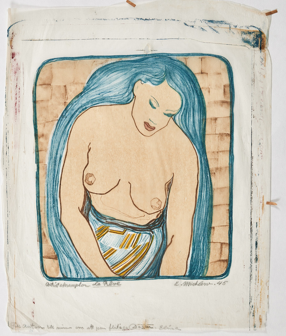ELENA MICHÉEW (Ryssland/Sverige 1899-1972) "La Rêve" och "åtrå" litografier. Båda signerade och daterade -45.