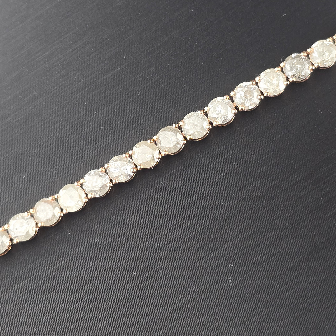 Diamant Tennisarmband - Rosegold (14 K.), ca. 16,34 ct. natürliche Diamanten.