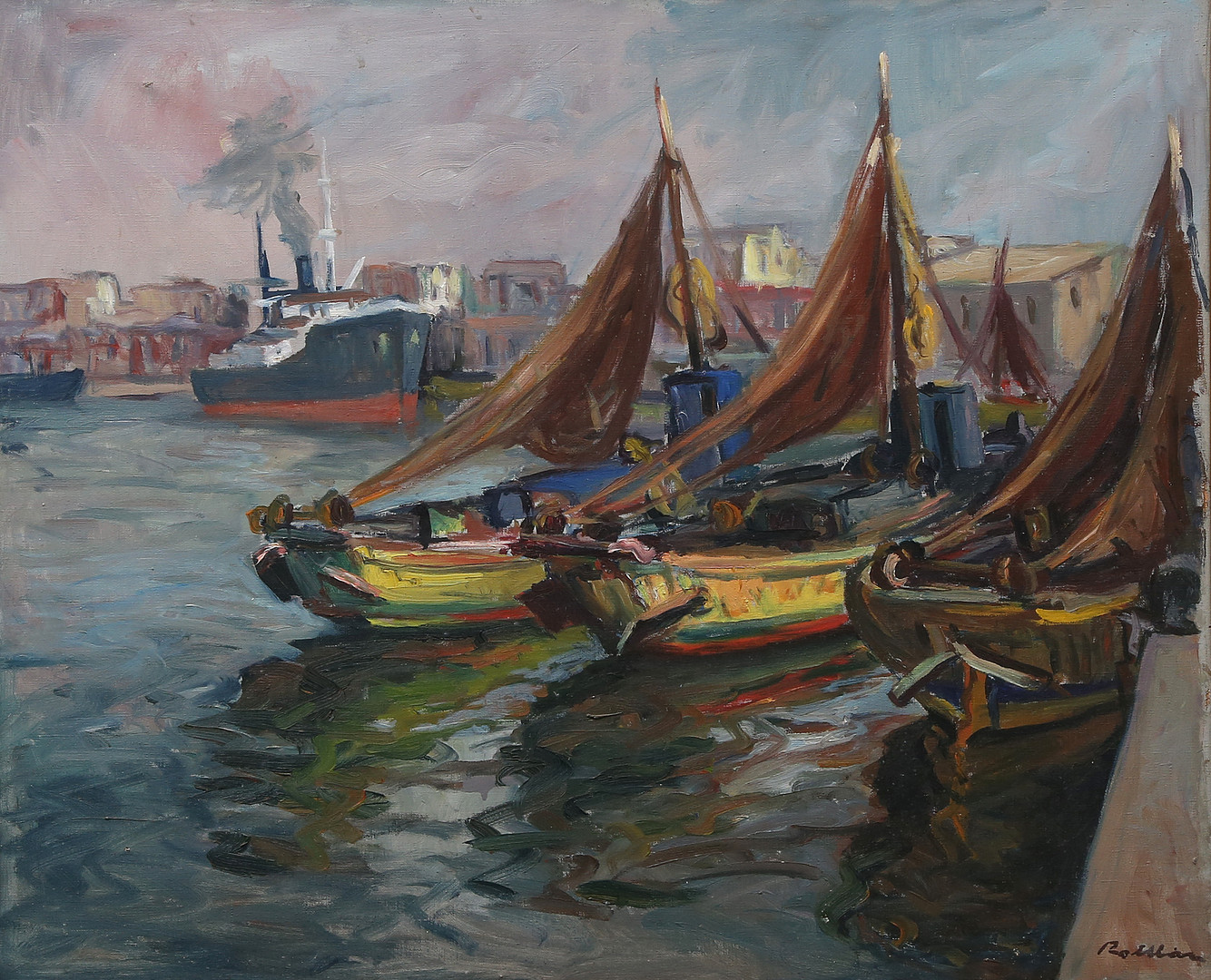 JORDI ROLLÁN LAHOZ. Port view, probably Barcelona.