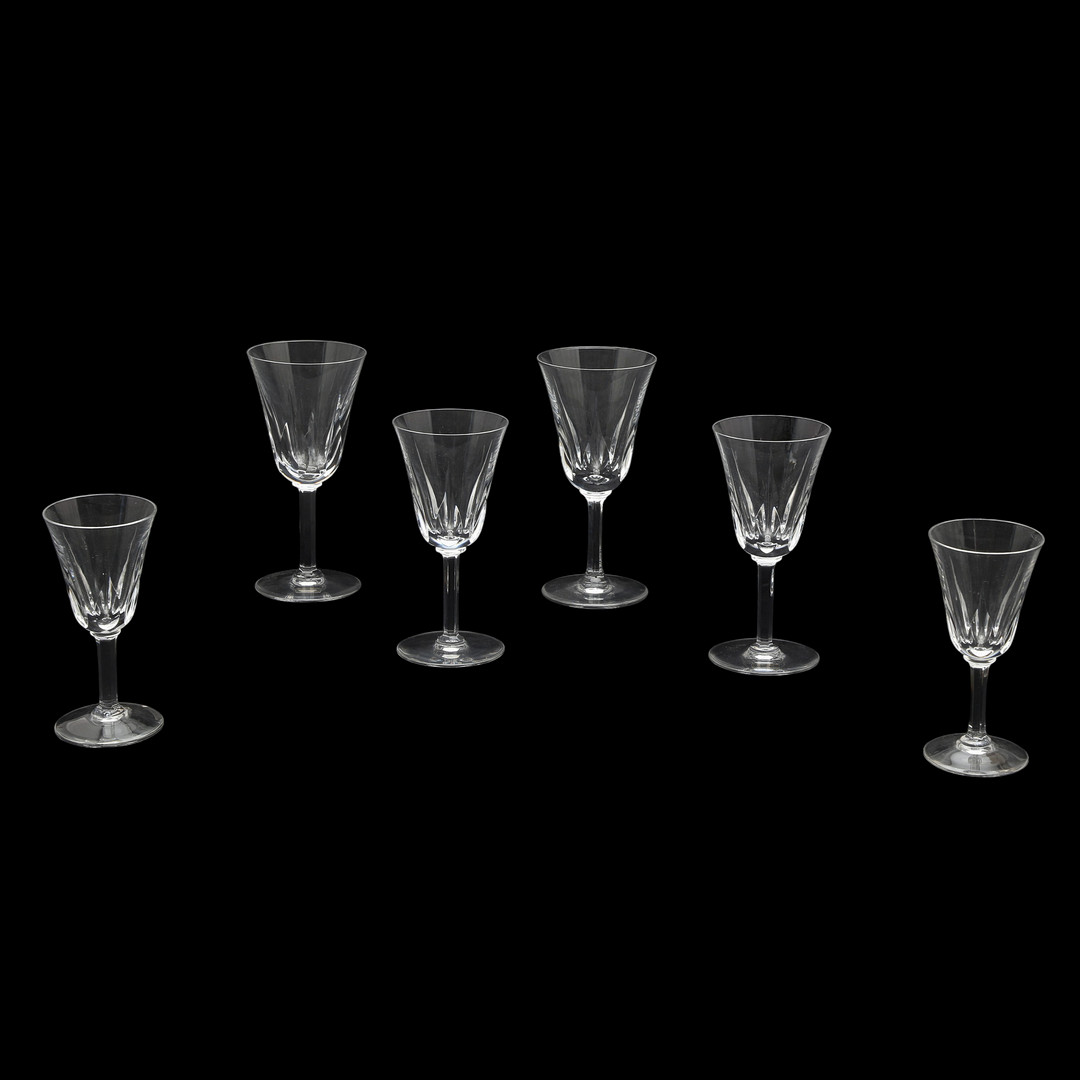Saint Louis crystal glassware set for eight.