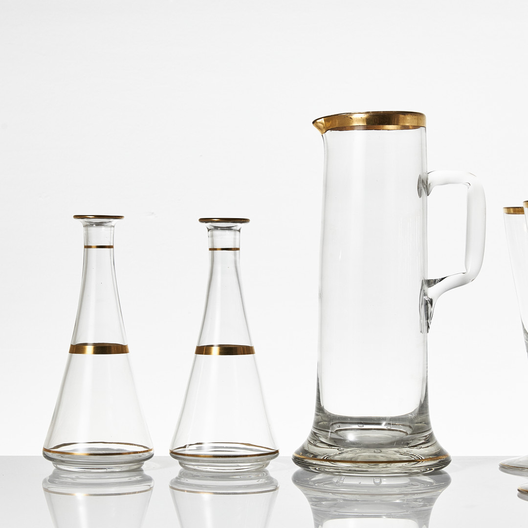 GLASSERVIS, 10 dlr., sent 1800-tal, klarglas med förgylld kant.