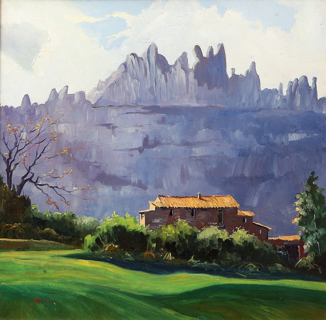 CATALAN SCHOOL, 20TH CENTURY. View of Montserrat.