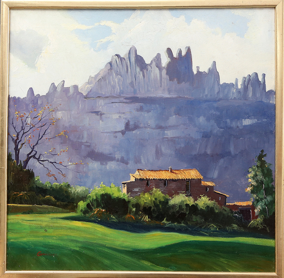 CATALAN SCHOOL, 20TH CENTURY. View of Montserrat.
