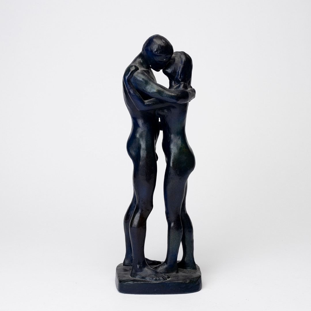 "Les deux arbres"/"De två träden", skulptur, grönmålad konstmassa, signerad.