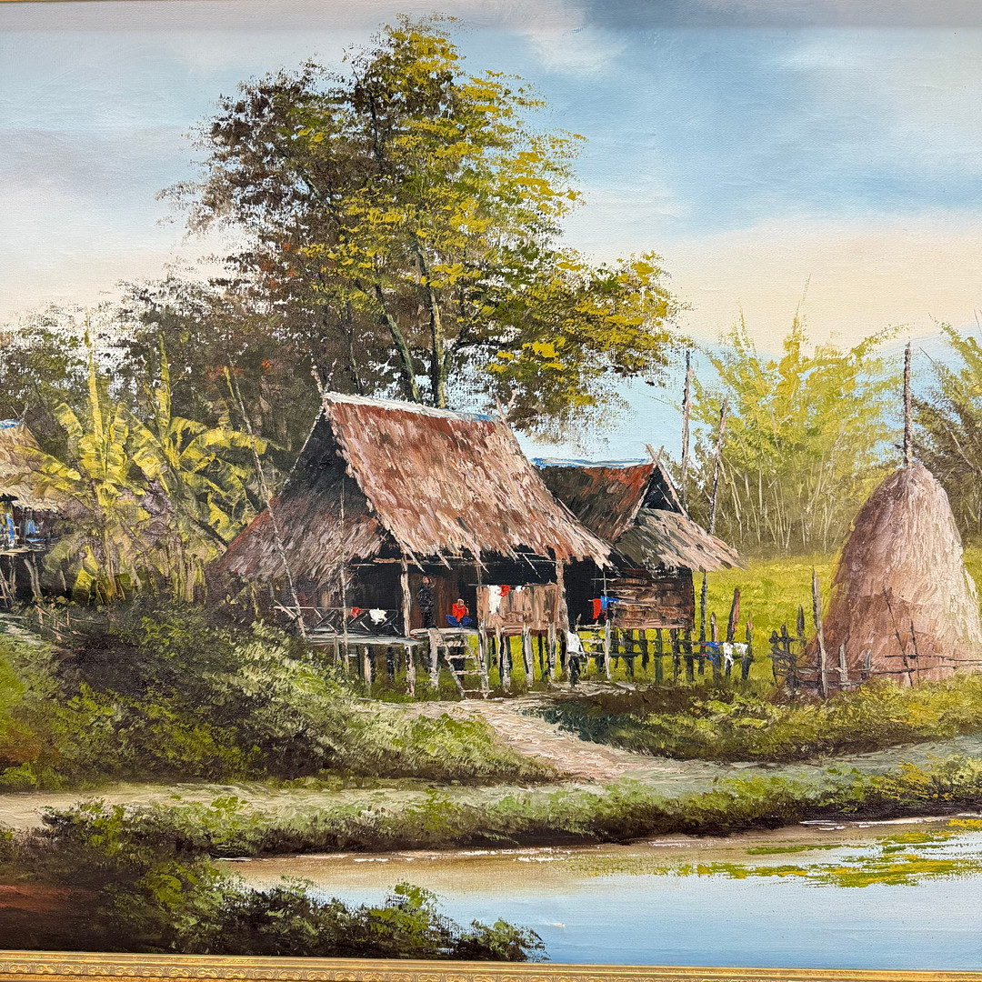 OIDENTIFIERAD KONSTNÄR. Oljemålning, motiv från Thailand, signerad, daterad 1976.