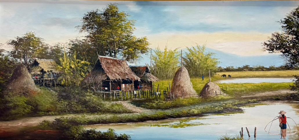OIDENTIFIERAD KONSTNÄR. Oljemålning, motiv från Thailand, signerad, daterad 1976.