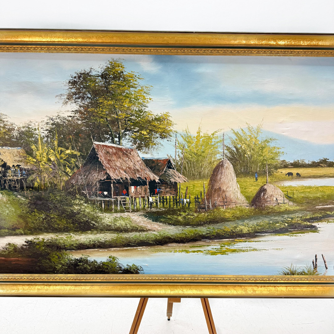 OIDENTIFIERAD KONSTNÄR. Oljemålning, motiv från Thailand, signerad, daterad 1976.