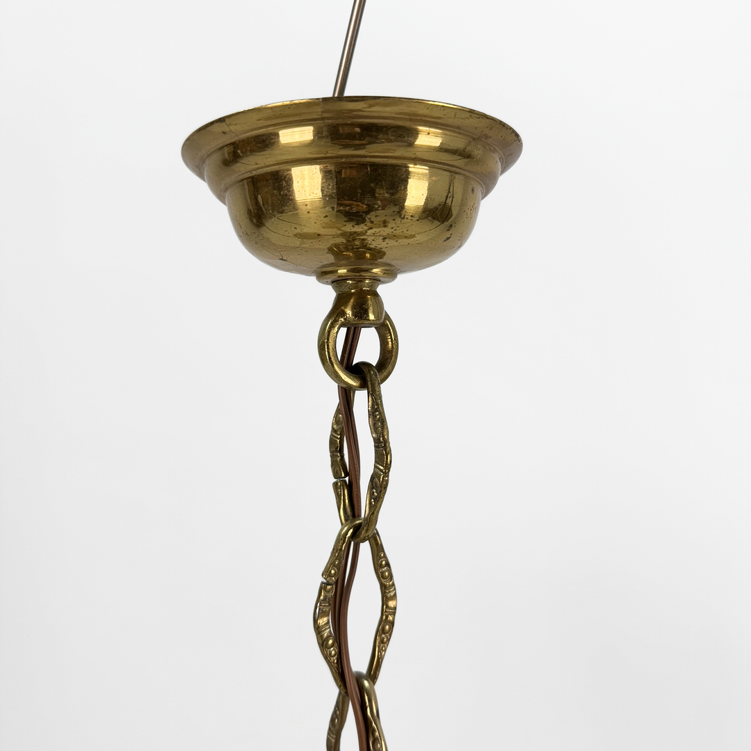 TAKLAMPA, 5 armad, mässing 1900 talets första hälft.