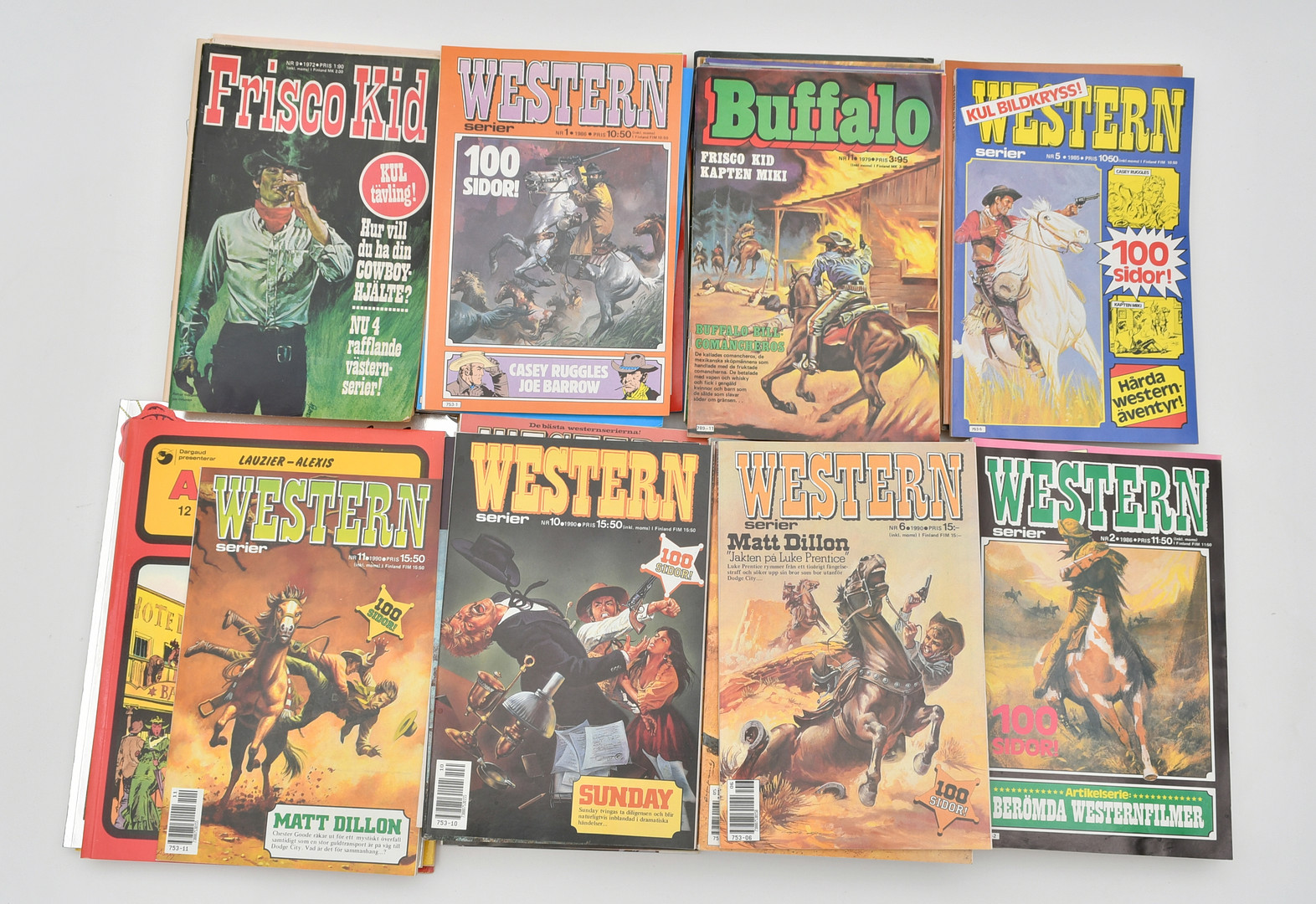 Serietidningarna Western, Buffalo Bill, Frisco Kid. Ca 210 volymer.