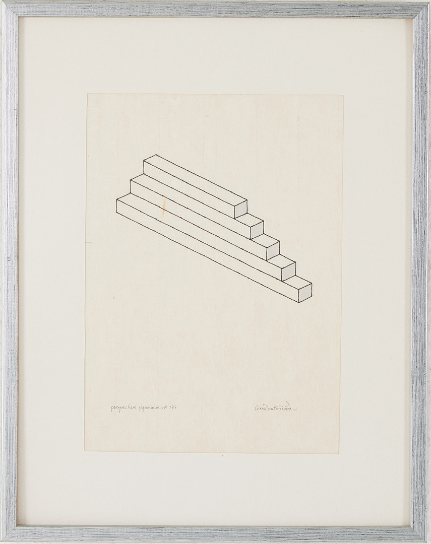 "Perspective japonaise n. 177", tusch på papper, signerad.