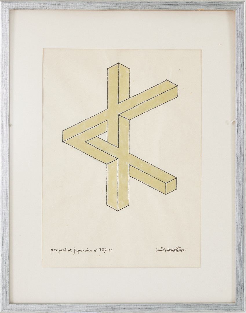 "Perspective japonaise n. 337", tusch på japanpapper, signerad.