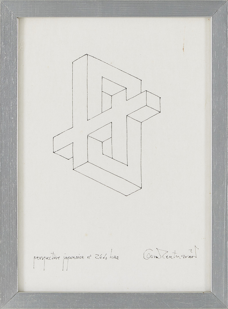"Perspective japonaise n. 264 hae", tusch på japanpapper, signerad.
