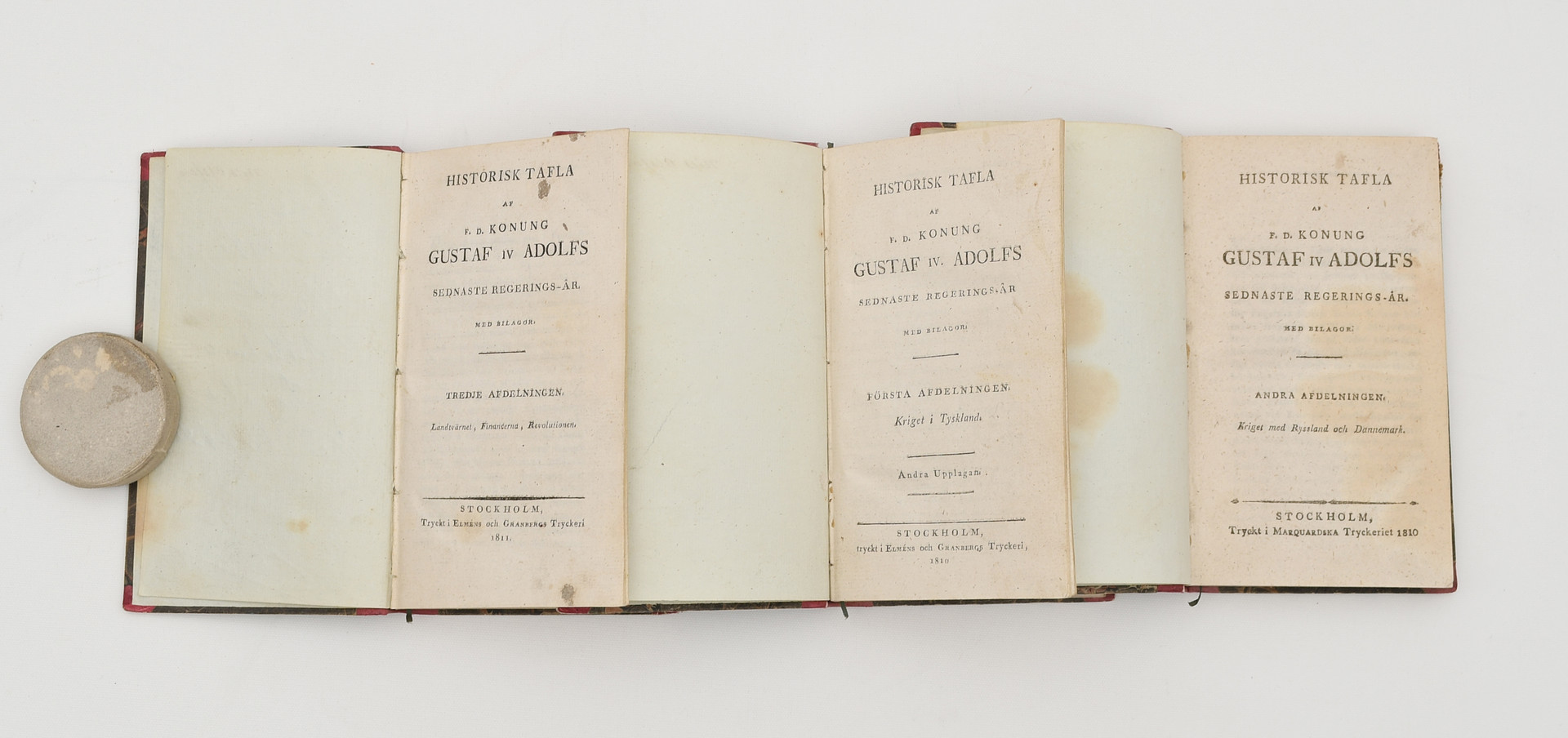 GRANBERG, P. A. Historisk tafla af f.d. konung Gustaf IV Adolfs sednaste regerings-år. Med bilagor. I-III.