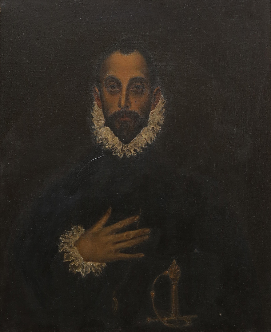AFTER DOMÉNIKOS THEOTOKÓPOULOS EL GRECO. Gentleman with his hand on his chest.