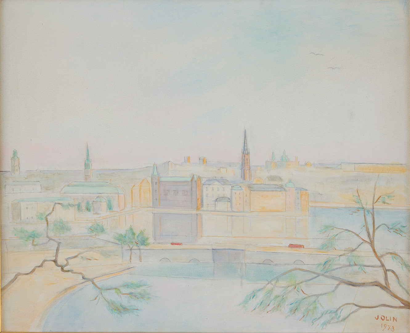Stockholm motif with a view towards Riddarholmen.