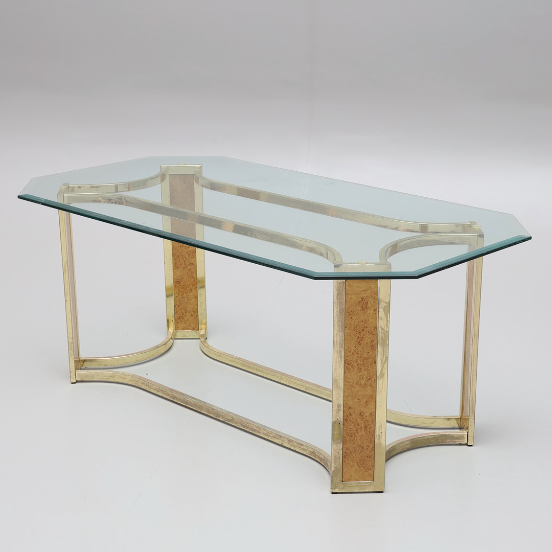 SOFFBORD, glas/gulmetall, 1970/80-tal.