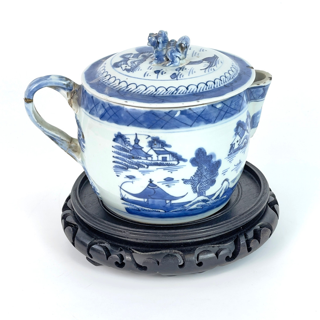 KANNA, med lock, exportporslin, Kina, 1800-tal.