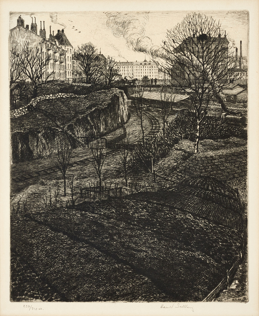 HARALD SALLBERG (1895-1963), Södra station, etsning, signerad 237/310.