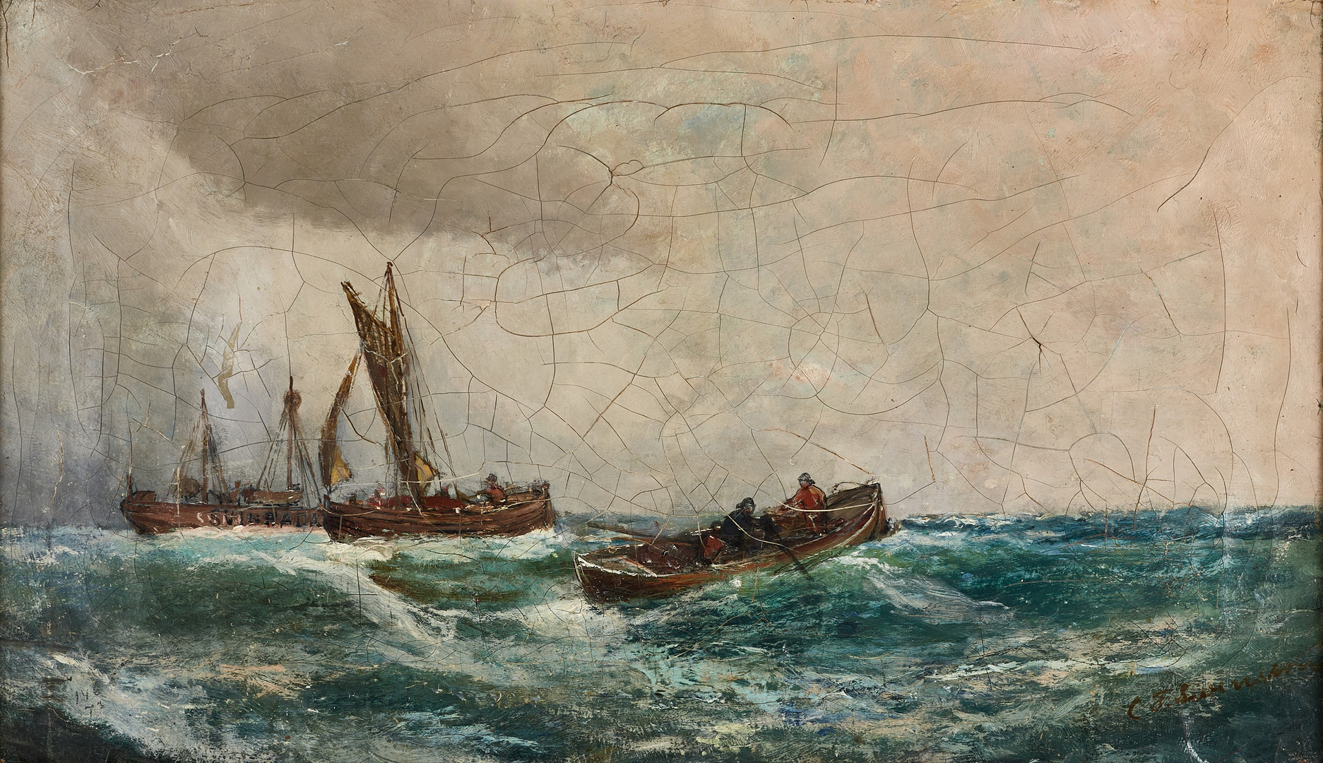 CHRISTIAN FREDRIK SWENSSON (1834-1909). Marint motiv, signerad C. F. Swensson. olja på duk.