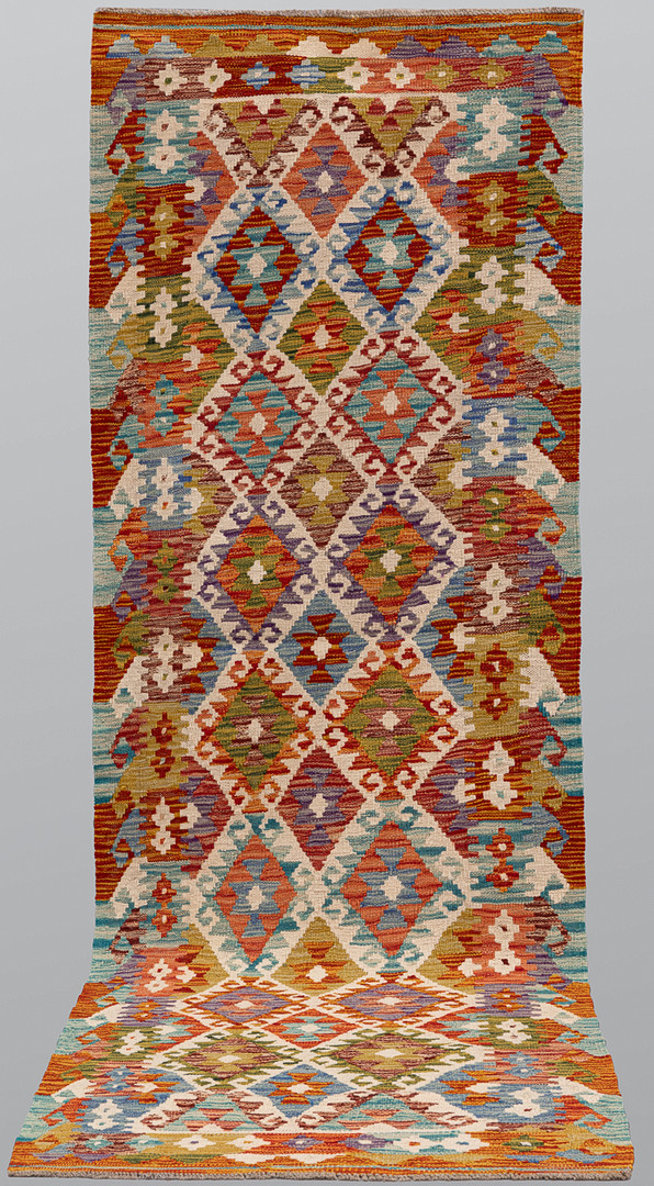 ORIENTMATTA. Kelim klassisk design gallerimodell, 244 x 80 cm.